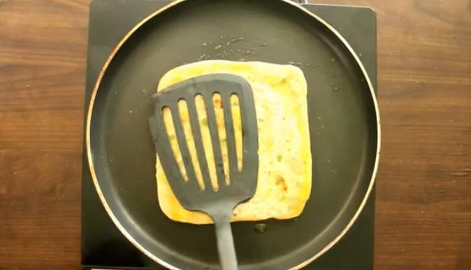 flip and add oil on cheese